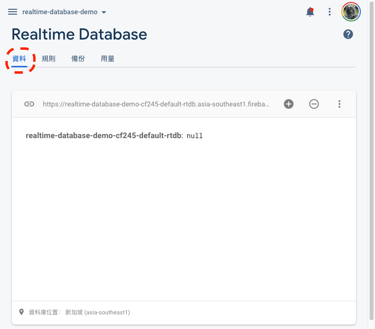 Realtime Database 資料介面